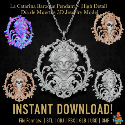 La Catrina Baroque Pendant &ndash High Detail D&iacutea de