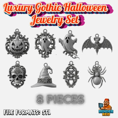 Luxury Gothic Halloween Jewelry Set 8 Pieces