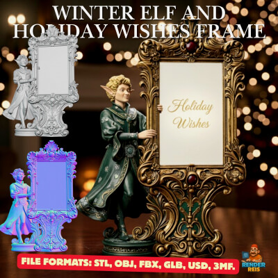 Winter Elf and Holiday Wishes Frame Baroque Christmas