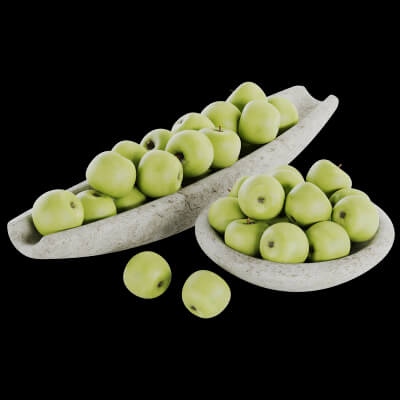 Low Bowl Centerpiece with Green Apples