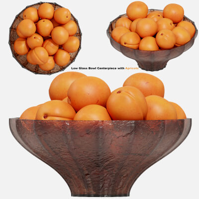 Low Glass Bowl Centerpiece with Apricots