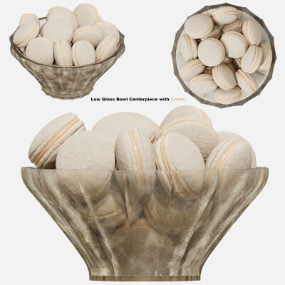 Low Glass Bowl Centerpiece with Cakes