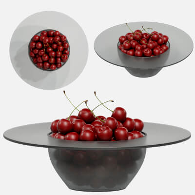 Low Glass Bowl Centerpiece with Cherries