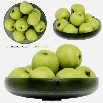 Low Glass Bowl Centerpiece with Green Apples