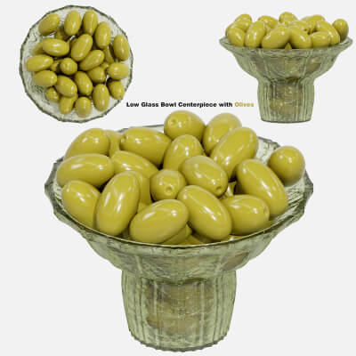 Low Glass Bowl Centerpiece with Olives