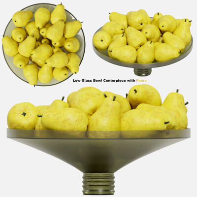 Low Glass Bowl Centerpiece with Pears
