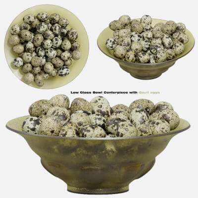 Low Glass Bowl Centerpiece with Quail Eggs
