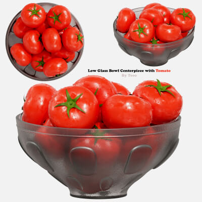 Low Glass Bowl Centerpiece with Tomato