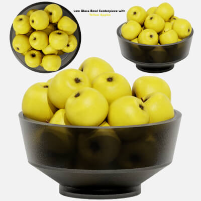Low Glass Bowl Centerpiece With Yellow Apples