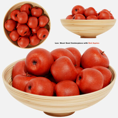 Low Wood Bowl Centerpiece with Red Apples