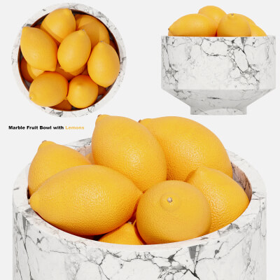 Marble Fruit Bowl with Lemons