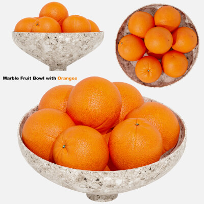 Marble Fruit Bowl with Oranges