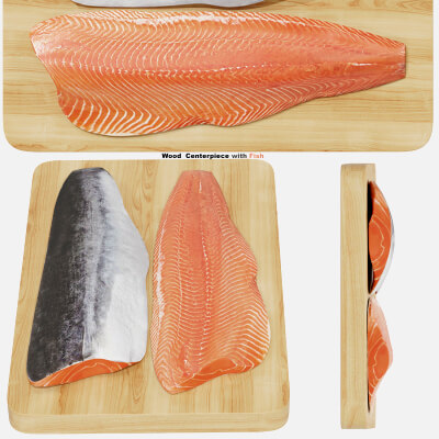 Wood Centerpiece with Fish