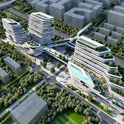 Modern Large Commercial Building 3D Model-1