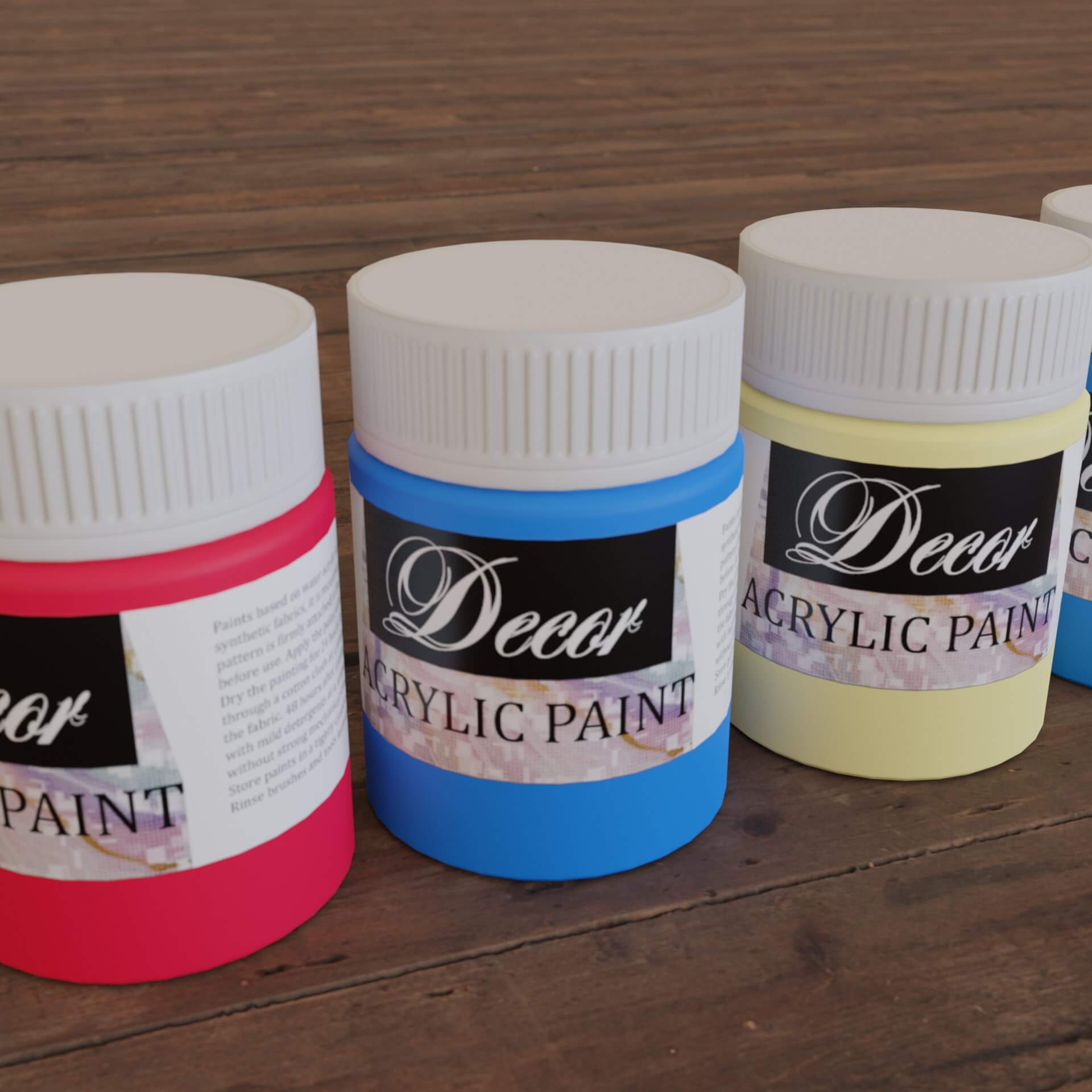 Acrylic Paint Cans 3D Model by rennightmare