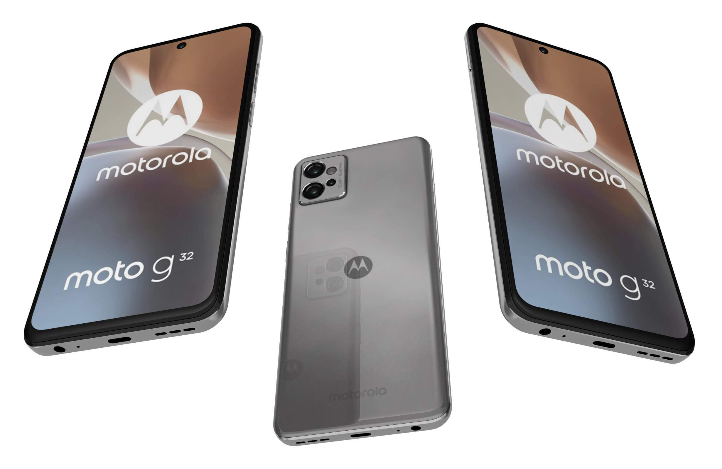 Motorola G32 Smartphone In Satin Silver – 50 MP Kamera, Wasserabweisend, Dolby Atmos Sound | Side Fingerprint, 16 MP Selfie-Kamera