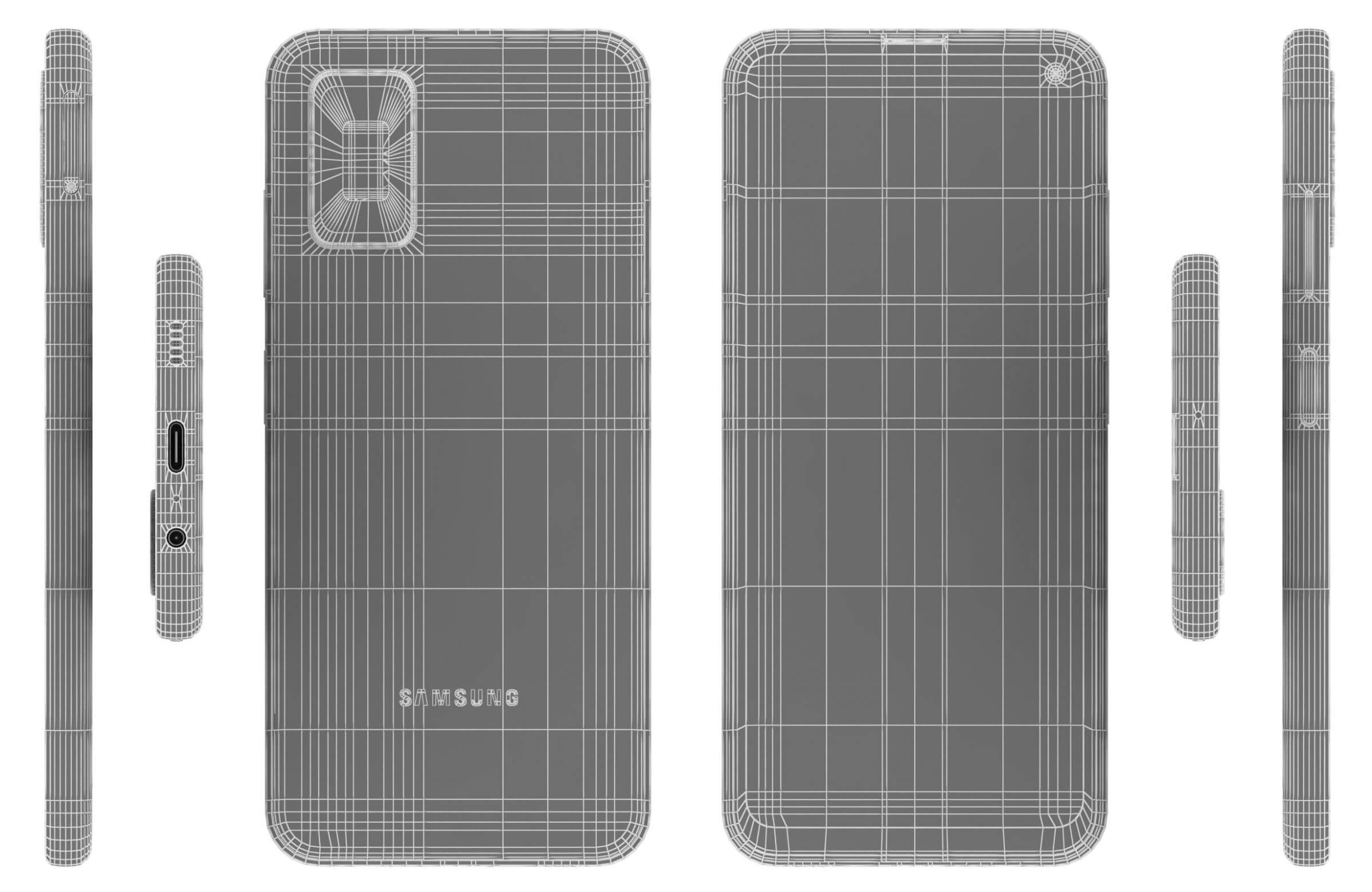 Samsung Galaxy F52 5G Black And White 3D Model by Rever_Art