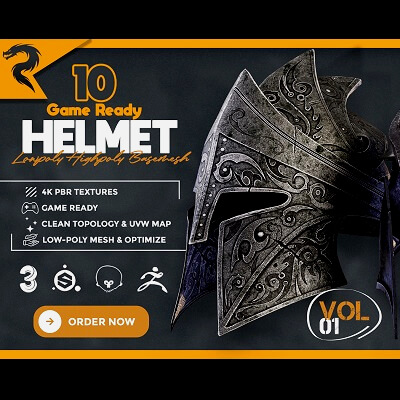 10 Medieval Helmet Game Ready &ndash Vol 01