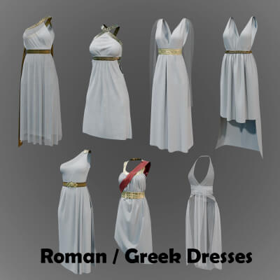 7 Roman/Greek Dresses for Genesis 8 Female
