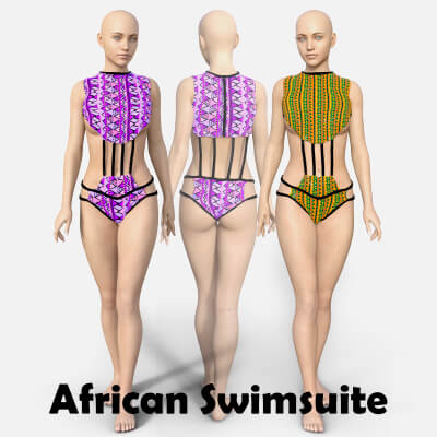 African Swimsuite With Two Patterns for Genesis 8 Female