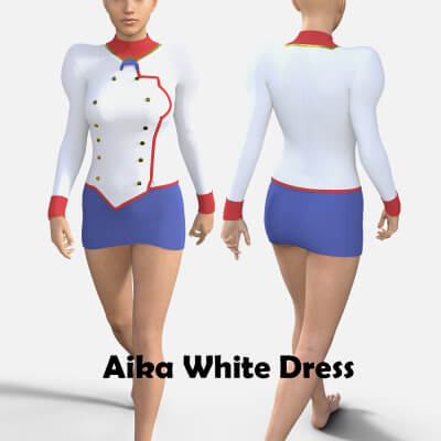 Aika White Dress for Genesis 8 Female