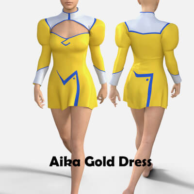 Aika Gold Dress for Genesis 8 Female