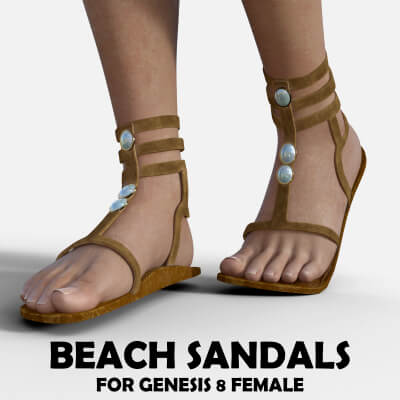 Beach Sandals for Genesis 8 Female