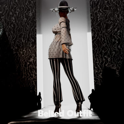 Belted Outfit with Hat for Genesis 9 Female by RN95