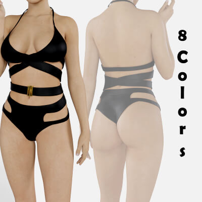 Bikini With 8 Color Variations for Genesis 8 Female by RN95