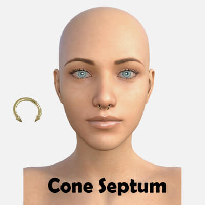 Cone Septum in Gold and Silver for Genesis 8 Female