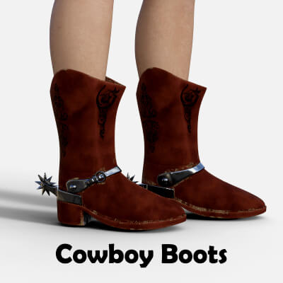 Cowboy Boots 2 Colors for Genesis 8 Female