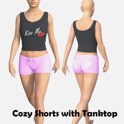 Cozy Shorts With Tanktop in Two Colors for Genesis 8 Female