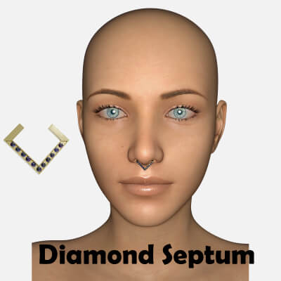 Diamond Septum in 5 Colors for Genesis 8 Female