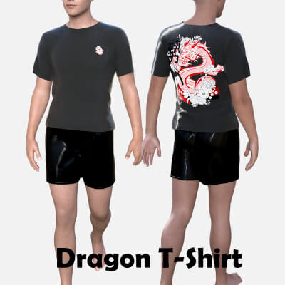 Dragon T-Shirt With 5 Patterns for Genesis 8 Male