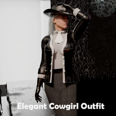 Elegant Cowgirl Outfit for Genesis 9 Female by RN95
