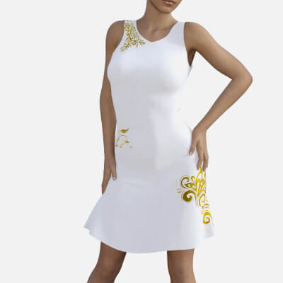 Elegant Dress With Gold Flowers for Genesis 8 Female