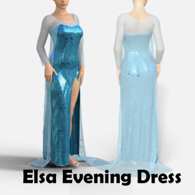 Elsa Evening Dress With Cape for Genesis 8 Female