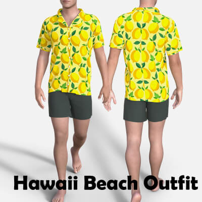 Hawaii Beach Outfit for Genesis 8 Male