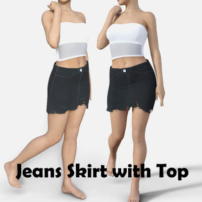 Jeans Skirt With Transparent Top for Genesis 8 Female