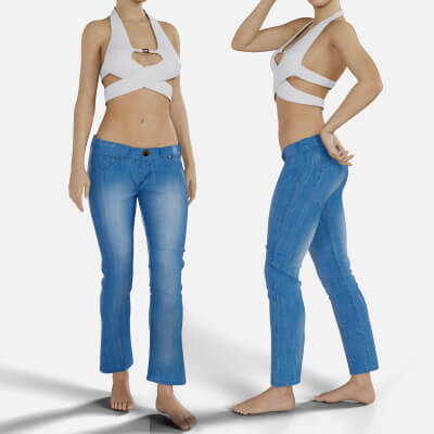 Jeans With White Sexy Top for Genesis 8 Female