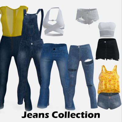 Large Jeans Collection With Some Extras for Genesis 8 Female