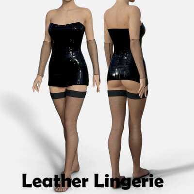 Leather Lingerie With Accesories for Genesis 8 Female