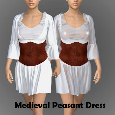 Medieval Peasant Dress for Genesis 8 Female