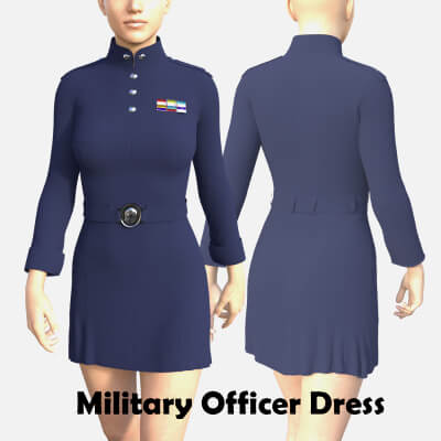 Military Officer Dress in 3 Colors for Genesis 8 Female