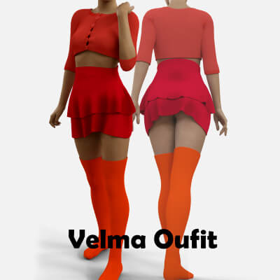 Orange Velma Outfit for Genesis 8 Female