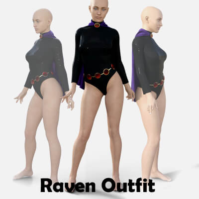 Raven Cosplay Outfit for Genesis 8 Female