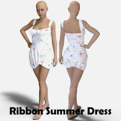 Ribbon Summer Dress for Genesis 8 Female
