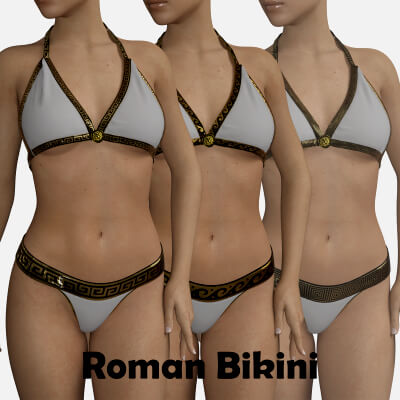 Roman Bikini in 3 Variations for Genesis 8 Female