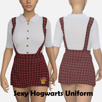 Sexy Hogwarts Uniform in 4 Colors for Genesis 8 Female