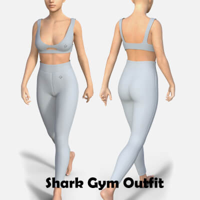 Shark Gym Outfit in 5 Colors for Genesis 8 Female